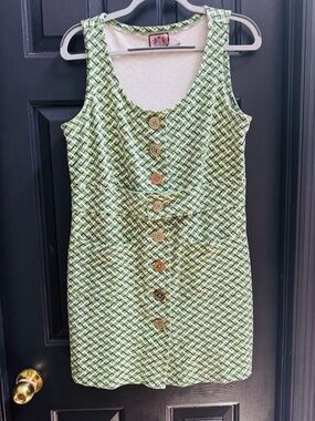 Juicy Couture Geometric Button-Front Mini Dress